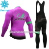 Set Fietsshirt Lange Mouw + Lange Koersbroek 2017 Astana Pro Team N003 Winter Thermal Fleece